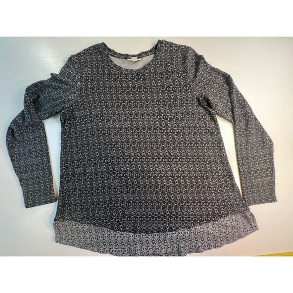 J.‎ JILL Long Sleeve Tunic Top Size S Tall Black Gray Stretches - Picture 2 of 12